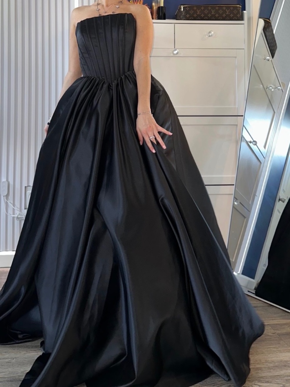 Black satin maxi dress new with tags prom